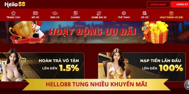 Khám phá hệ thống khuyến mãi Hello88 hot hit tại nhà cái